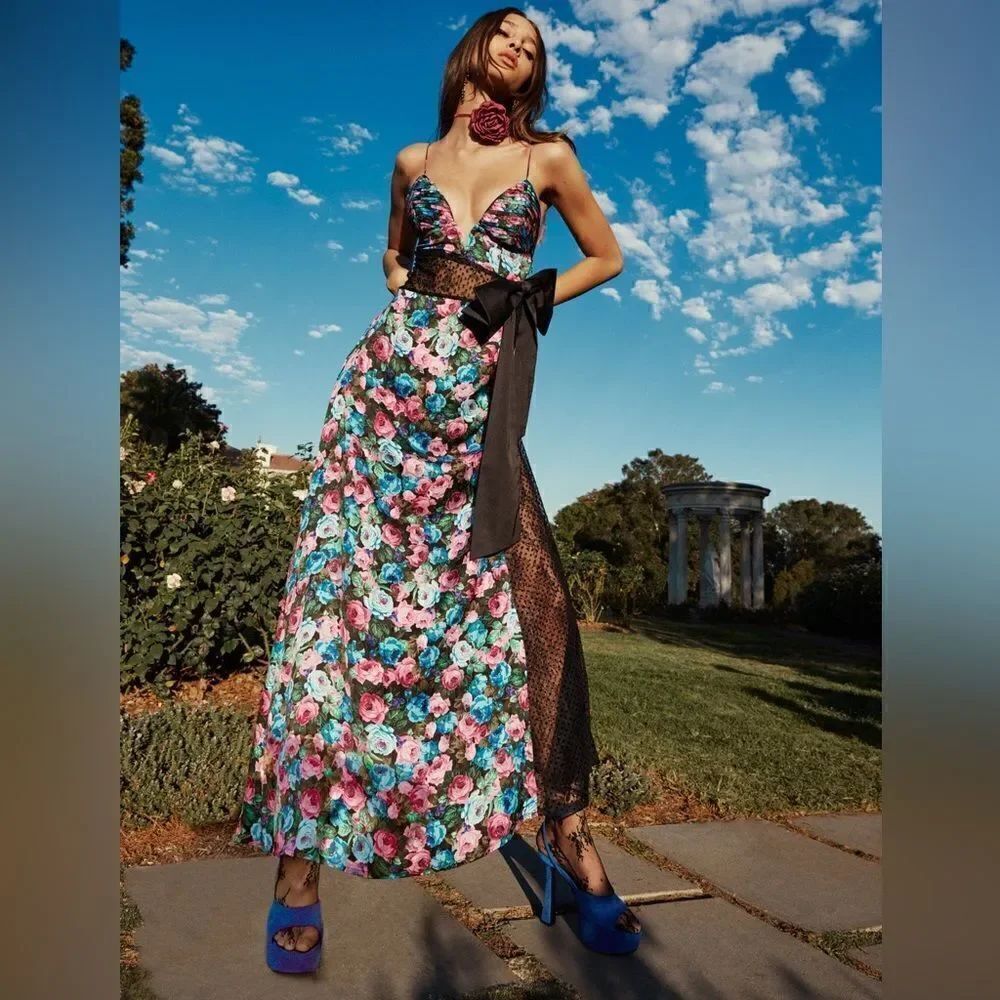 FOR LOVE & LEMONS - MARLEY MAXI DRESS - BLUE - Picture 3 of 8